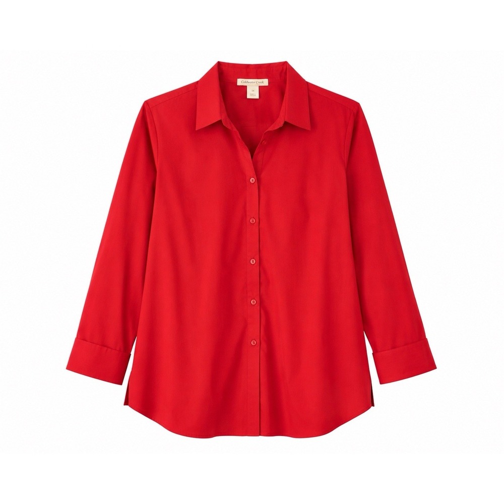 Coldwater Creek Women's Blouse 3x 24 Button Up Long Sleeve Deep Red - Picture 3 of 3